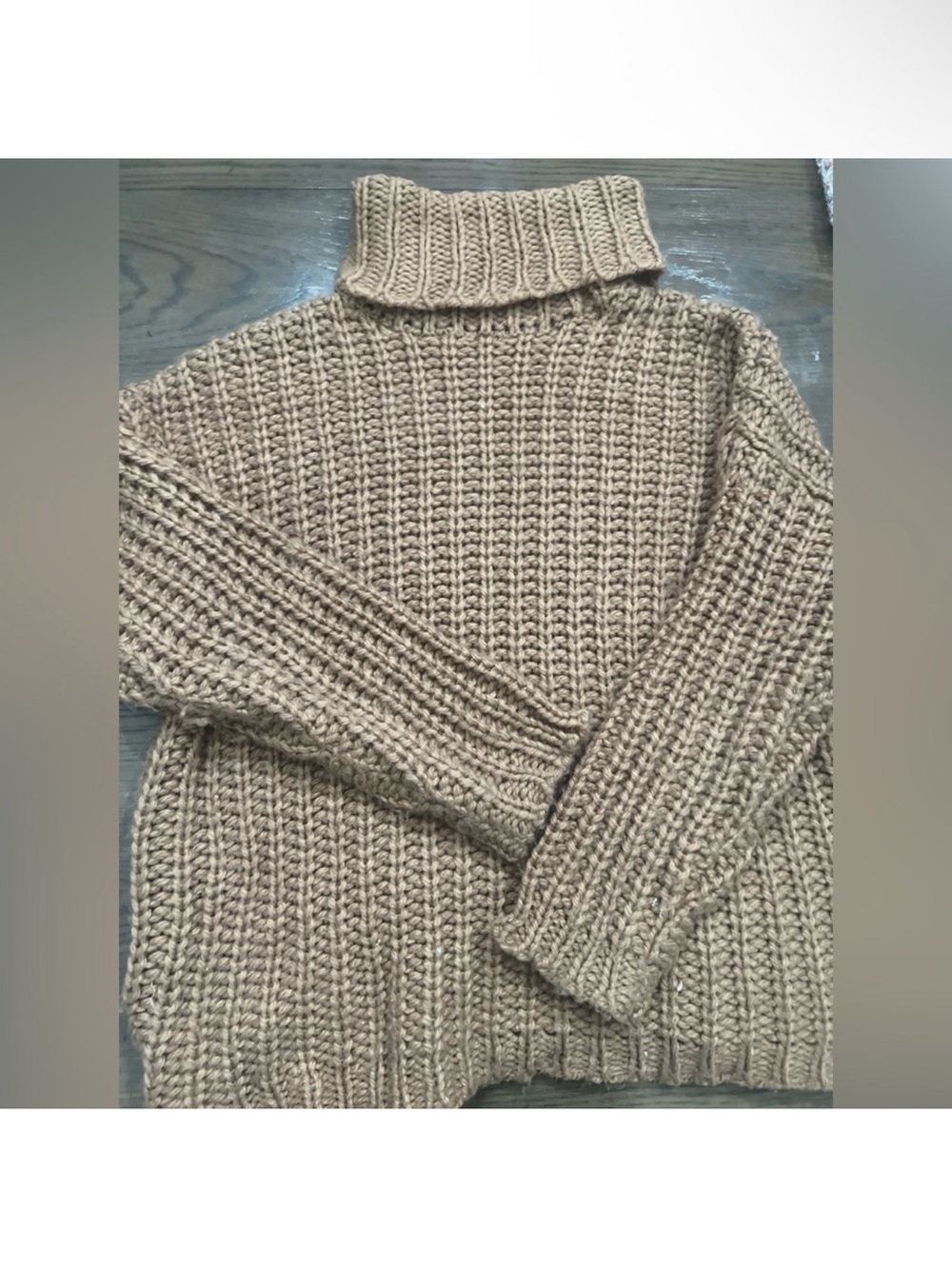 Forever 21 Chunky Knit Turtleneck Sweater - Beige